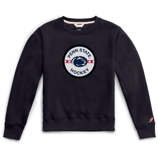 navy youth crew neck sweatshirt with Penn State Athletic Logo Hockey Puck